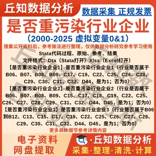 是否重污染行业企业2025-2000年Stata代码上市公司分组异质性数据