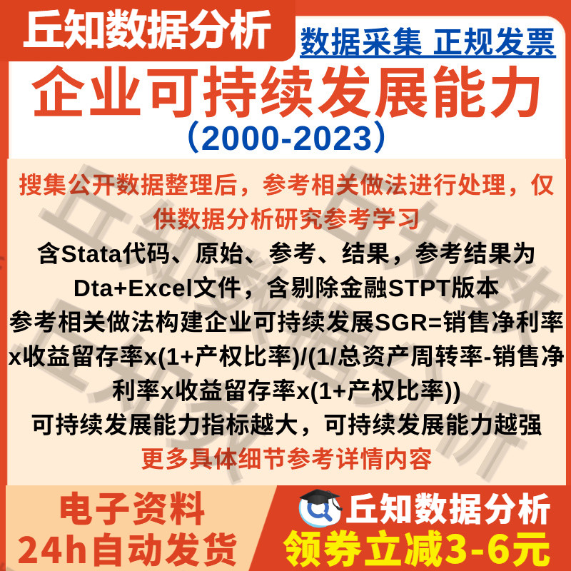 企业可持续发展能力2023-2000上市公司数据含Stata代码及剔除版本
