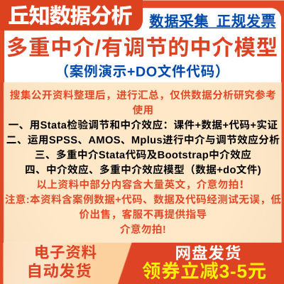 多重中介/有调节的中介模型示例+DO文件Stata代码Spss Amos Mplus