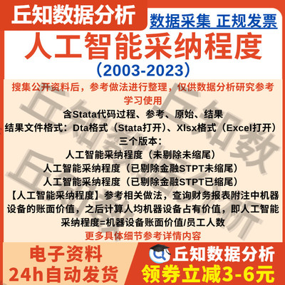 人工智能采纳程度2023-2003含Stata计算代码企业人均机器设备价值