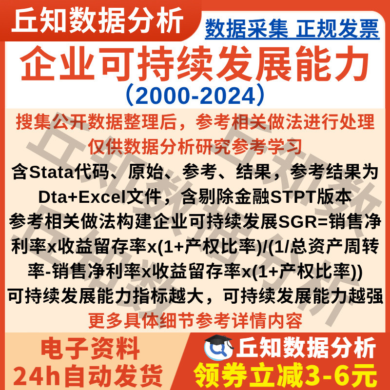 企业可持续发展能力2024-2000上市公司数据含Stata代码及剔除版本
