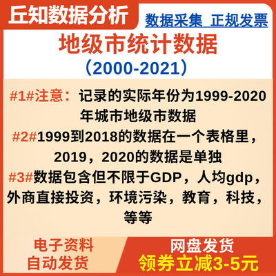 地级市统计数据，面板数据，Excel文件，地级市数据分析，年度