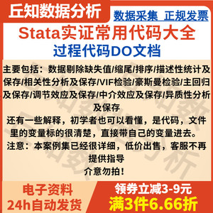 Stata实证常用代码大全，过程代码Do文档，Stata命令代码实证分析