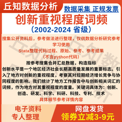 创新重视程度词频统计2002-2024省级文本分析数据Stata整理含参考