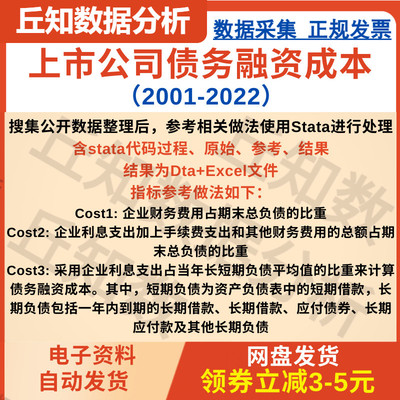 上市公司债务融资成本2022-2001 含stata代码过程 原始 参考 结果