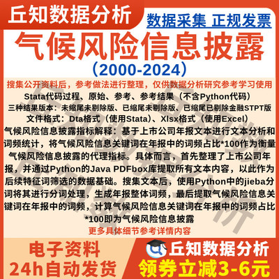 企业气候风险信息披露2024-2000年上市公司词频数据StataExcel表