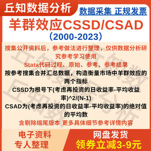 市场羊群效应CSSD/CSAD2000-2023数据Stata代码过程参考结果数据