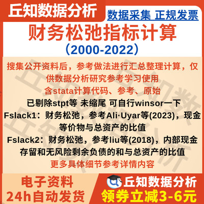 财务松弛指标计算2022-2000含stata计算代码参考原始已剔除stpt J