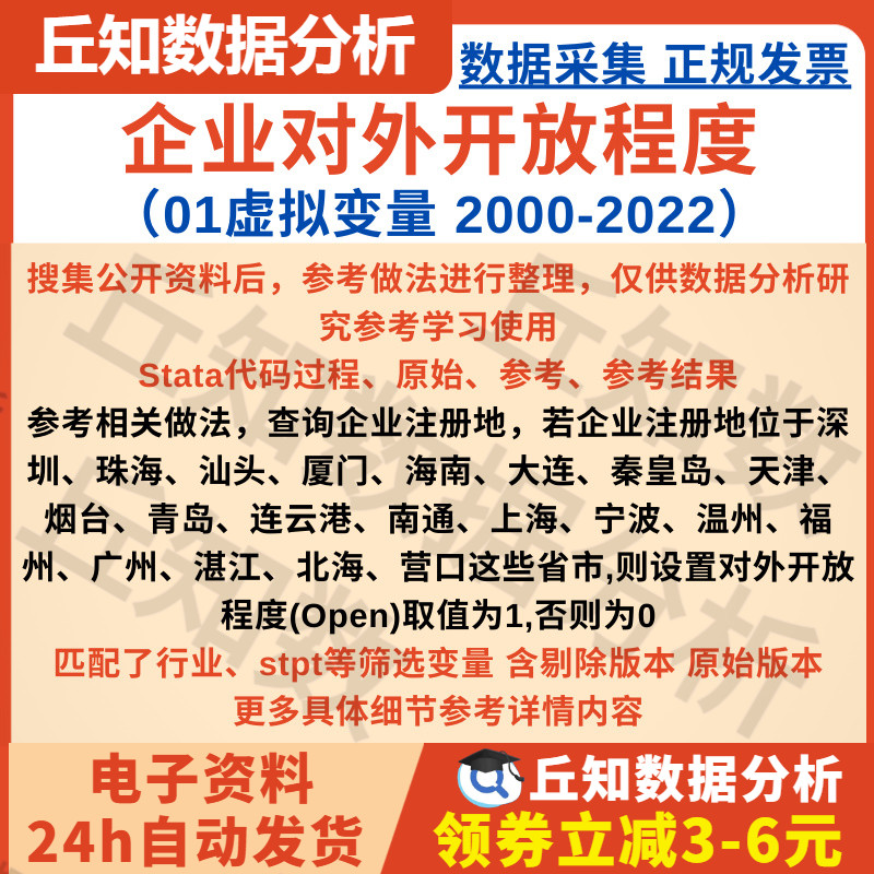 对外开放程度虚拟变量2022-2000Stata计算代码注册地匹配生成变量