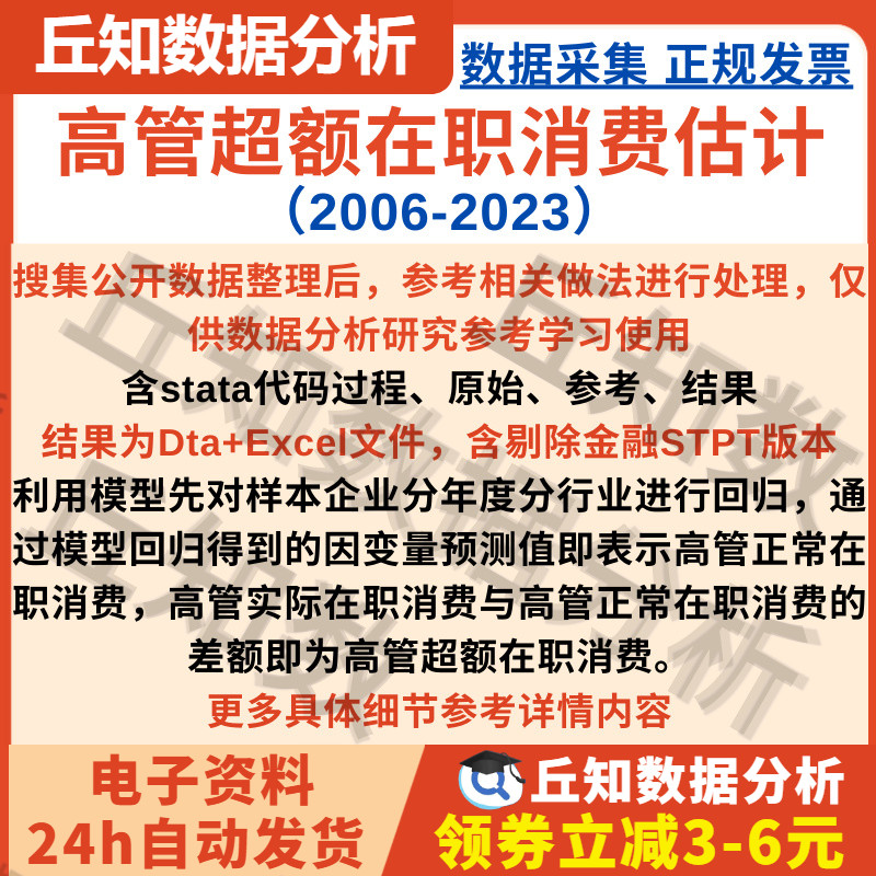 上市公司高管超额在职消费2006-2023年计算含Stata代码与参考结果