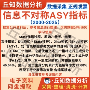 信息不对称水平ASY指数2025-2000年数据Stata代码上市公司主成分