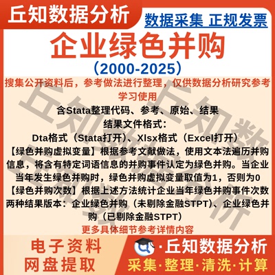 企业绿色并购数据2025-2000年含Stata代码上市公司Excel表次数01