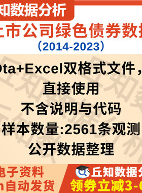 上市公司绿色债券数据（2014-2023）含Dta+Excel格式绿色金融分析