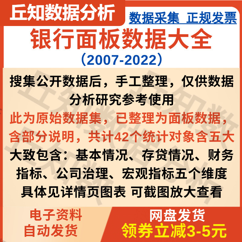 上市银行数据大全2022-2007基本信息存贷 财务 公司治理 宏观指标 商务/设计服务 设计素材/源文件 原图主图