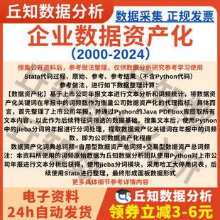 企业数据资产化2024 2000年上市公司数据Stata整理自用型和交易型