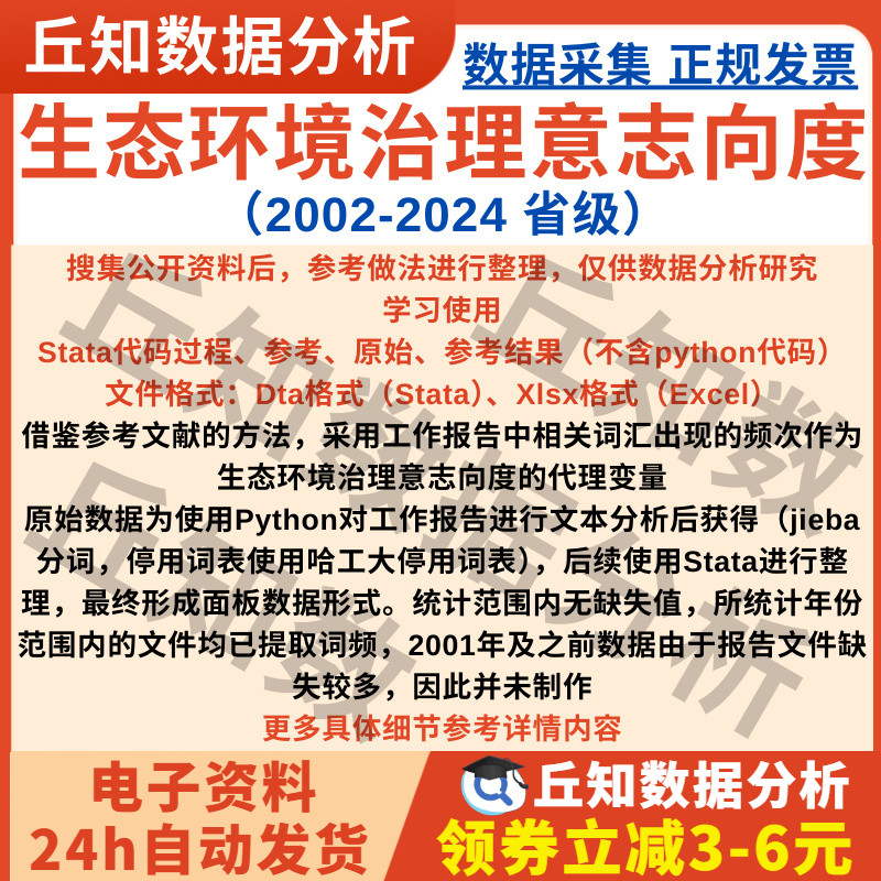 省级生态环境意志向度2024-2002年数据表词频统计结果含Stata版本