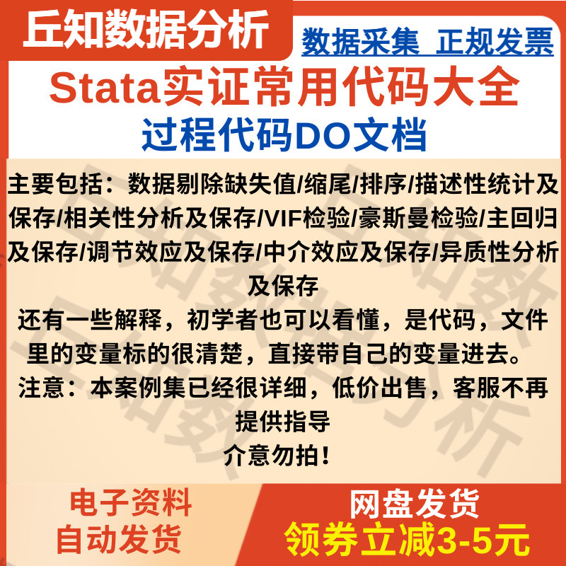 Stata实证常用代码大全，过程代码Do文档，Stata命令代码实证分析 商务/设计服务 设计素材/源文件 原图主图