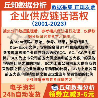 上市公司供应链话语权2023-2001数据含stata代码原始参考剔除结果