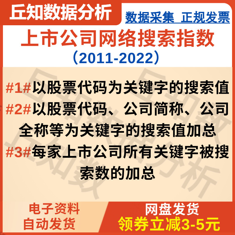 上市公司网络搜索指数（2011-2022） 面板数据，分析关注度使用。 商务/设计服务 设计素材/源文件 原图主图