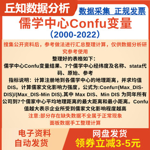 儒学中心Confu变量2022-2000可作为工具变量 含stata代码原始经纬