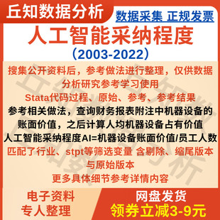 人工智能采纳程度2022-2003 Stata计算代码 企业人均机器设备价值