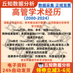 高管学术经历2024 上市公司数据企业Excel表格dta 2000年Stata代码