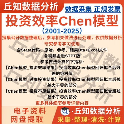 企业投资效率Chen模型2025-2001上市公司数据stata代码实证Excel