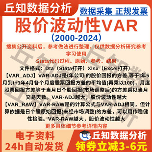股价波动性VAR指标2024 过程原始上市公司数据 2000年含Stata代码