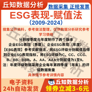 上市公司ESG表现数据2024 度年度Excel企业评级分 2009赋值Stata季