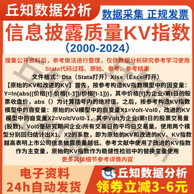 信息披露质量KV指数2024-2000含Stata代码过程 原始的KV 改进的KV