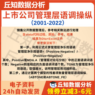 上市公司管理层语调操纵2022-2001含stata代码过程 原始 参考结果
