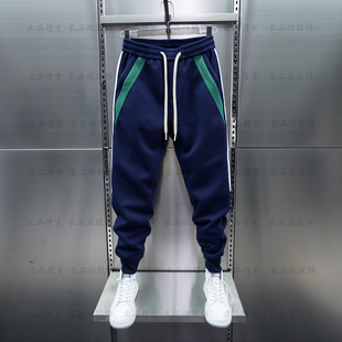 宽松小脚哈伦小脚裤 2025潮流秋冬拼接条纹束脚裤 男松紧腰运动卫裤