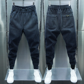 牛仔裤 2026春秋新款 黑灰色百搭束脚修身 休闲裤 潮流弹力松紧腰 男士