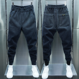 牛仔裤 2025春秋新款 黑灰色百搭束脚修身 休闲裤 潮流弹力松紧腰 男士