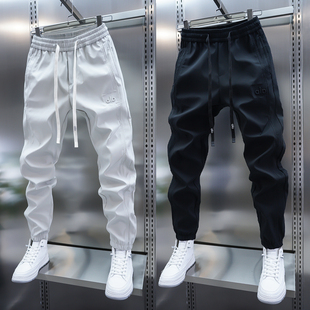 秋冬季 松紧腰束脚百搭小脚裤 加绒纯色时尚 潮流新款 休闲裤 2025男士