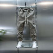 新款 加绒纯色卫裤 弹力松紧腰百搭束脚裤 潮流男士 秋冬百搭小脚裤