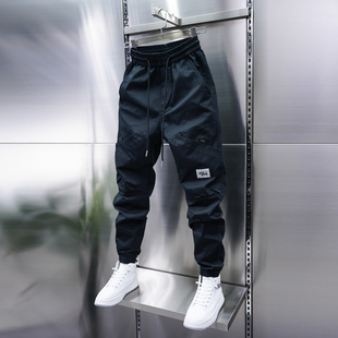 新款 2025秋冬长裤 束脚休闲裤 纯色弹力松紧腰百搭小脚裤 韩版 潮男士