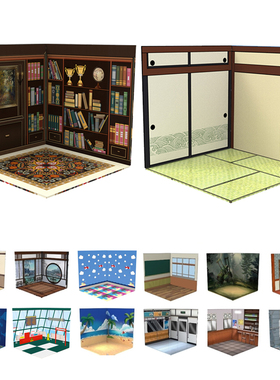 粘土兵人模型手办酒吧和室背景gsc展示盒ob11娃屋小屋盲盒bjd场景