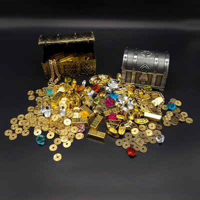 taobao agent 1/6 soldiers scene accessories Caribbean treasure chest pirate treasure chest pirate treasure box hand -made model gold coins