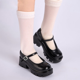 1/6分女兵人娃衣配件jk学生制服玛丽珍bjd素体娃娃鞋子高跟小皮鞋