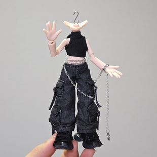 12分阿巳2山药体妖精体D男D女重工机能工装长裤牛仔裤bjd素体娃衣