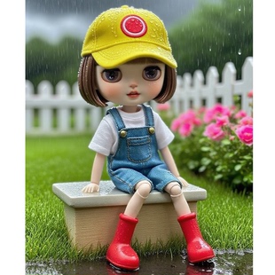 6分ob24小布娃衣空心鞋子雨鞋P20大红靴雨靴bjd娃娃素体YMY娃鞋22