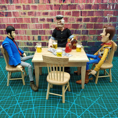 1/12兵人场景配件shf餐桌椅模型