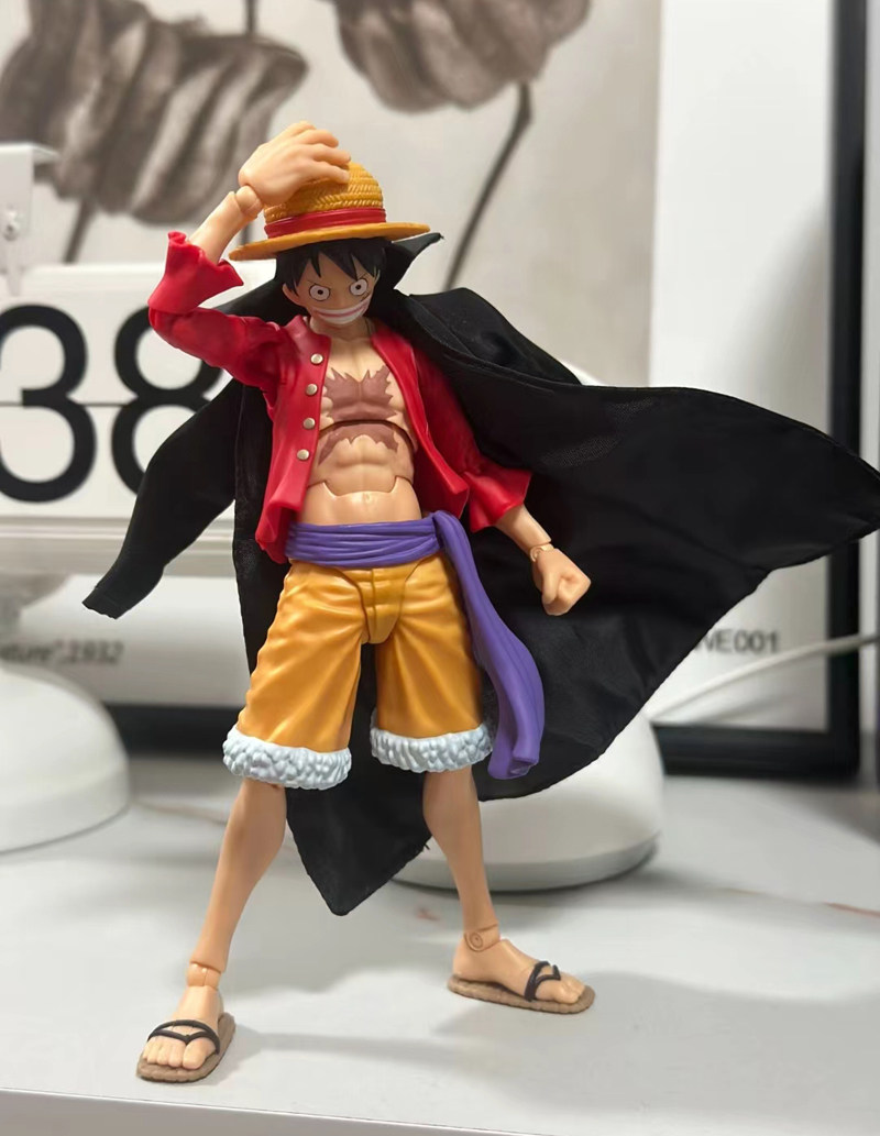 shf海贼路飞vah四皇黑衣披风大衣1/12布衣手办模型铁丝风衣外套