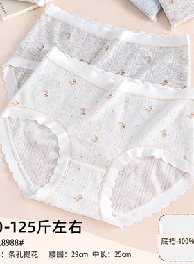 五条装新品90-125斤条纹提花棉小熊印花舒适少女三角裤中腰8988雅