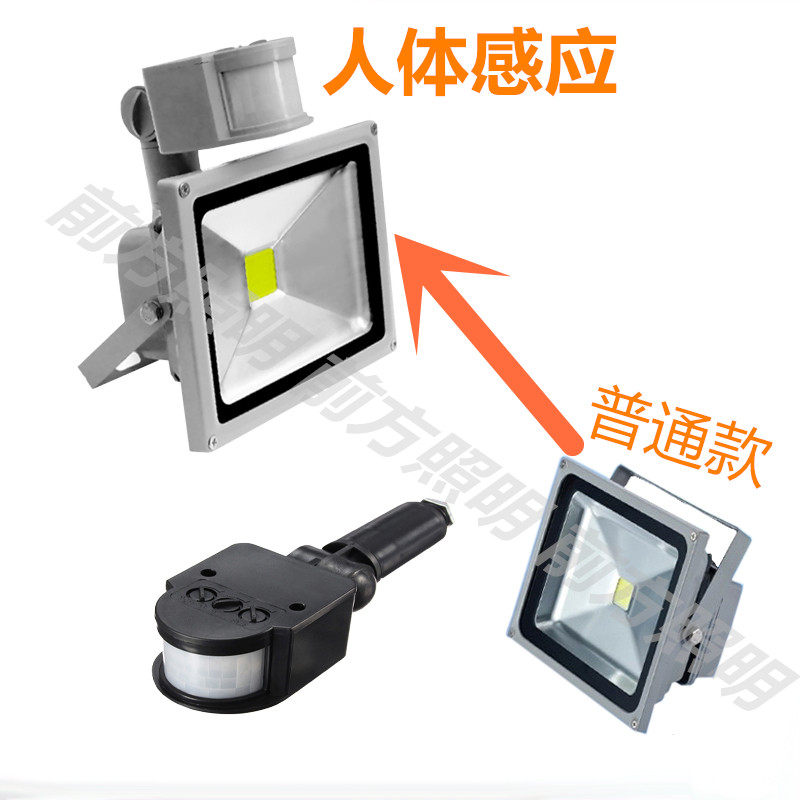 12V24V110v人体感应投光灯户外防水楼道光控监控补光灯20W30W50W