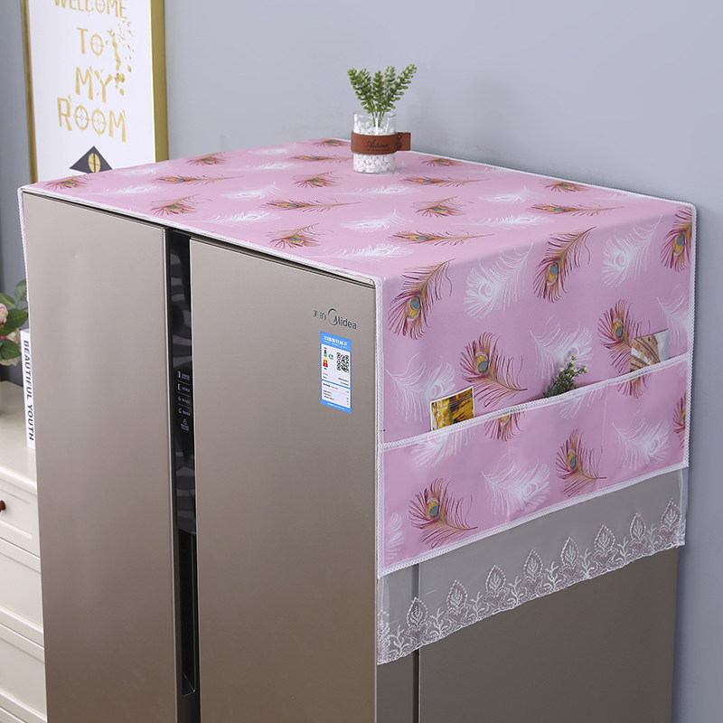 欧式冰箱盖布防尘布对开门单双开门冰箱顶收纳袋洗衣机罩多用盖巾