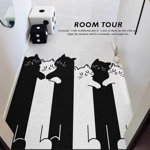 超耐脏可爱小猫入户丝圈地垫