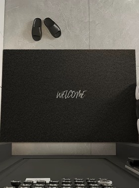 轻奢黑色丝圈入户门垫耐脏创意玄关除尘脚垫可裁剪大门口地垫加厚