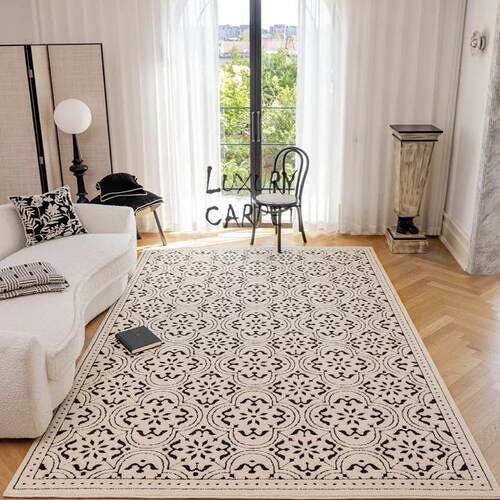 法式中古风客厅地毯高级沙发茶几垫家用卧室床边毯真防水防污加厚